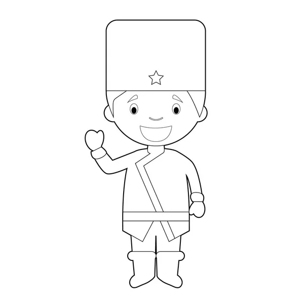 Mudah Mewarnai Karakter Kartun Dari Rusia Berpakaian Dengan Cara Tradisional - Stok Vektor