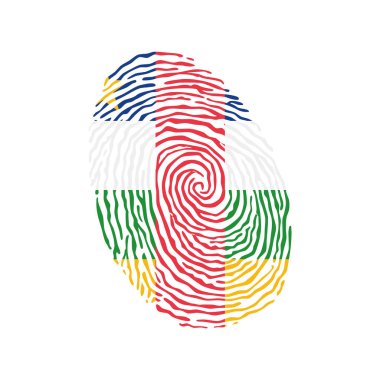 Orta Afrika Cumhuriyeti bayrağıyla renklendirilmiş parmak izi vektörü 