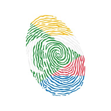 Ulusal Komoros bayrağı ile renklendirilmiş parmak izi vektörü 