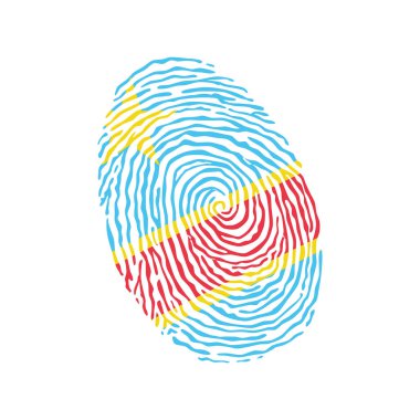 Demokratik Kongo Cumhuriyeti bayrağıyla renklendirilmiş parmak izi vektörü 