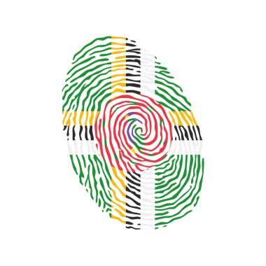 Dominica bayrağıyla renklendirilmiş parmak izi vektörü 