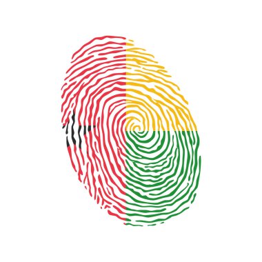 Gine Bissau bayrağıyla renklendirilmiş parmak izi vektörü