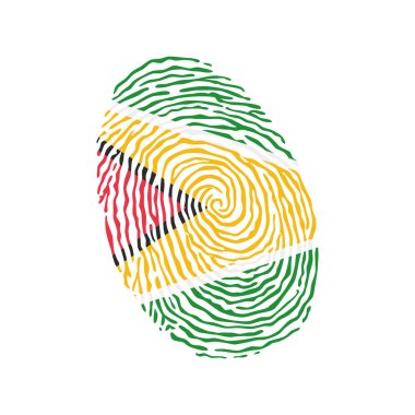 Guyana bayrağıyla renklendirilmiş parmak izi vektörü 