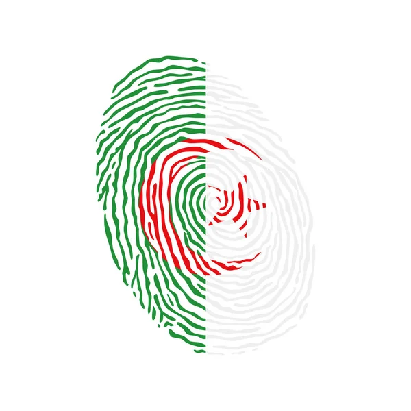 Cezayir bayrağıyla renklendirilmiş parmak izi vektörü — Stok Vektör