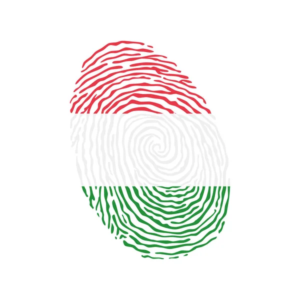 Vector de huellas dactilares coloreado con la bandera nacional de Hungría — Archivo Imágenes Vectoriales