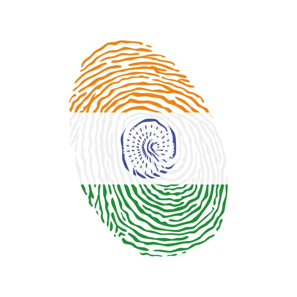 Vector de huellas dactilares coloreado con la bandera nacional de India — Vector de stock