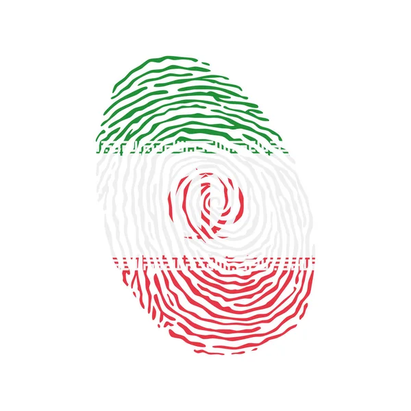 Vector de huellas dactilares coloreado con la bandera nacional de Irán — Archivo Imágenes Vectoriales
