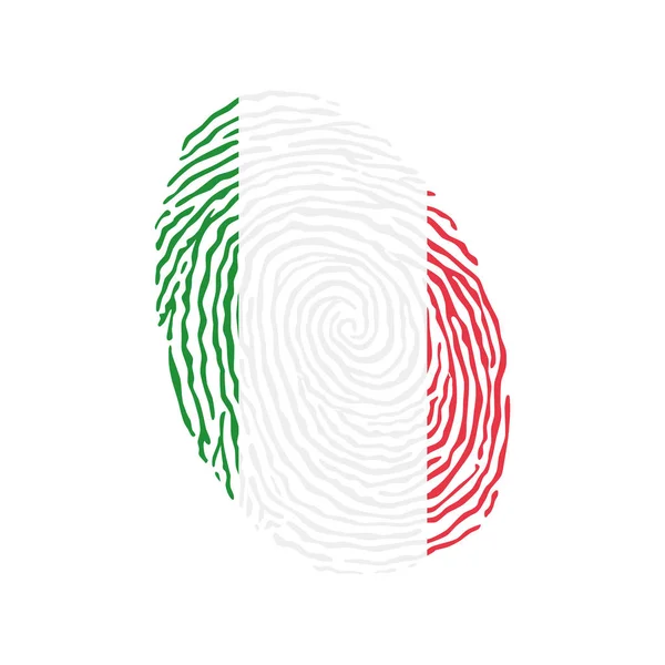 Vector de huellas dactilares de color con la bandera nacional de Italia — Archivo Imágenes Vectoriales