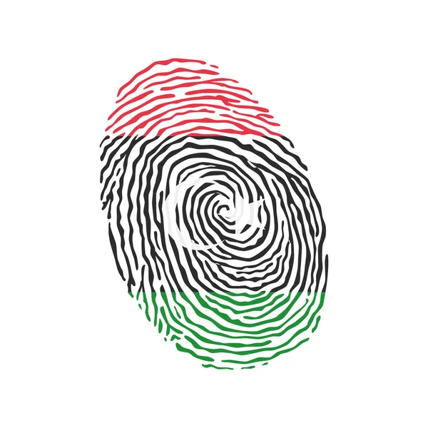 Vector de huellas dactilares de color con la bandera nacional de Libia — Archivo Imágenes Vectoriales