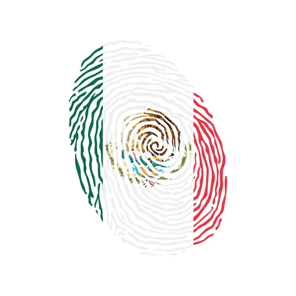 Wektor odcisków palców kolorowe z flagą narodową Meksyku — Wektor stockowy