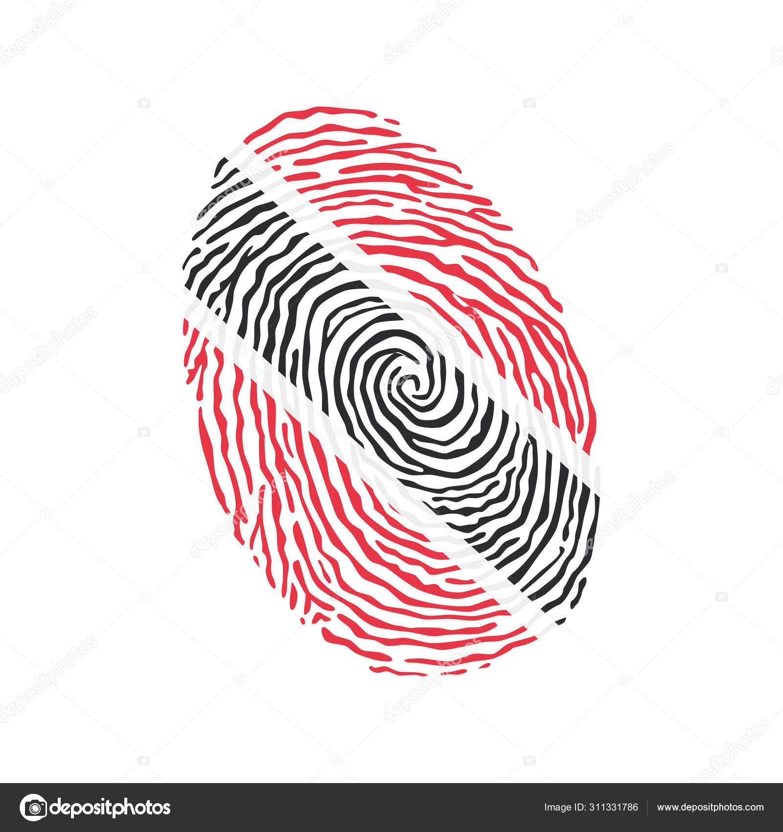 Fingerprint Vector Colored National Flag Trinidad Tobago Stock Vector