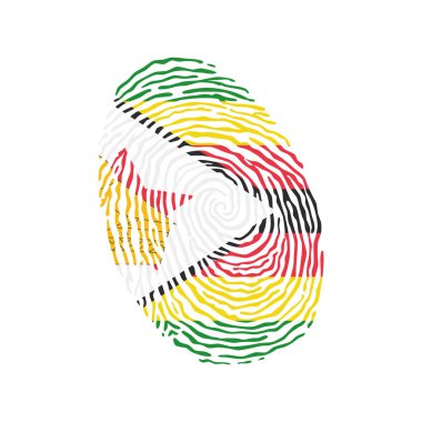 Zimbabwe bayrağıyla renklendirilmiş parmak izi vektörü 