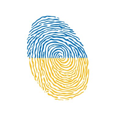 Ukrayna bayrağıyla renklendirilmiş parmak izi vektörü 