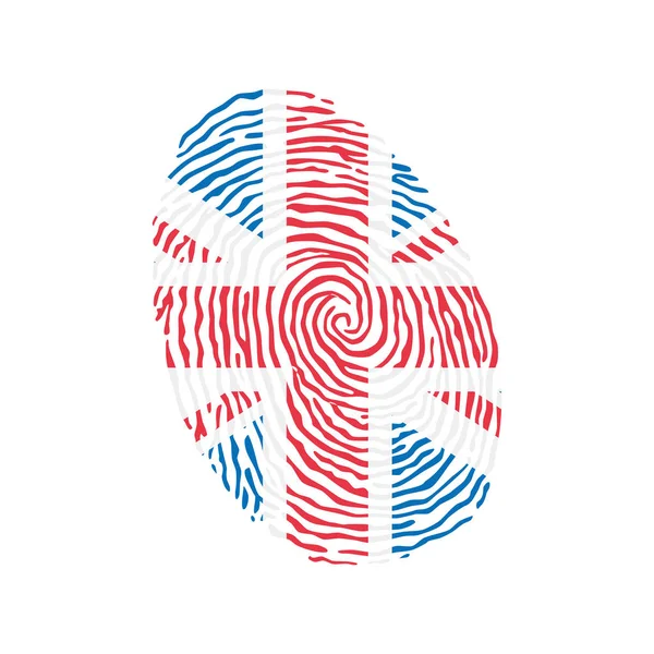 Vecteur d'empreintes digitales coloré avec le drapeau national du Royaume-Uni — Image vectorielle