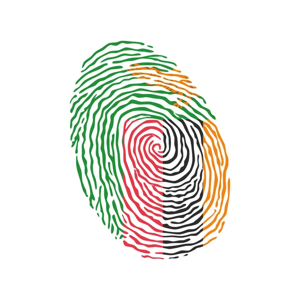 Vingerafdruk vector gekleurd met de nationale vlag van Zambia — Stockvector