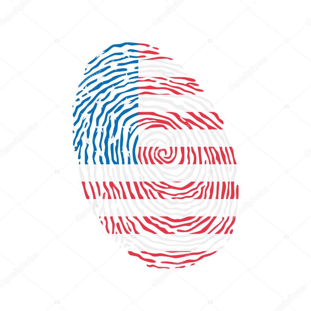 Fingerprint vector colored with the national flag of United States