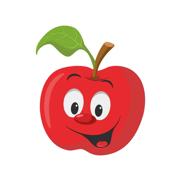 Colección Personajes Frutas Ilustración Vectorial Personaje Manzana Divertido Sonriente — Vector de stock