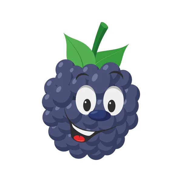 水果性格系列 一个有趣而微笑的黑莓性格的矢量图解 — 图库矢量图片