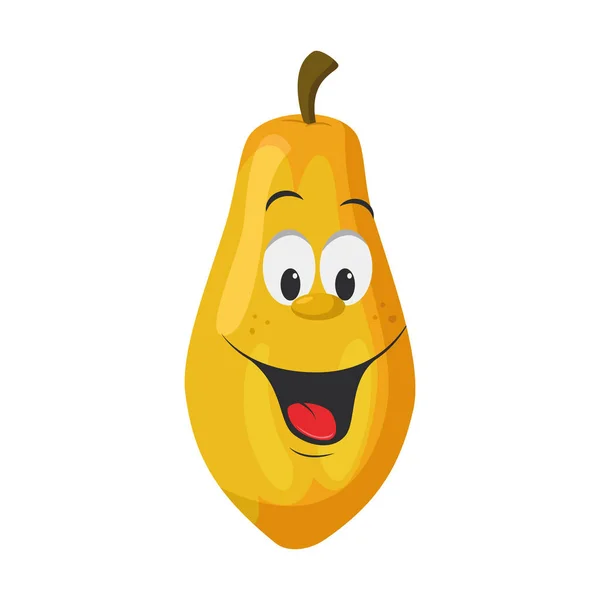 Colección Personajes Frutas Ilustración Vectorial Personaje Papaya Divertido Sonriente — Vector de stock