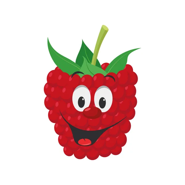 Fruits Characters Collection Vector Illustration Funny Smile Raspberry Character - Stok Vektor