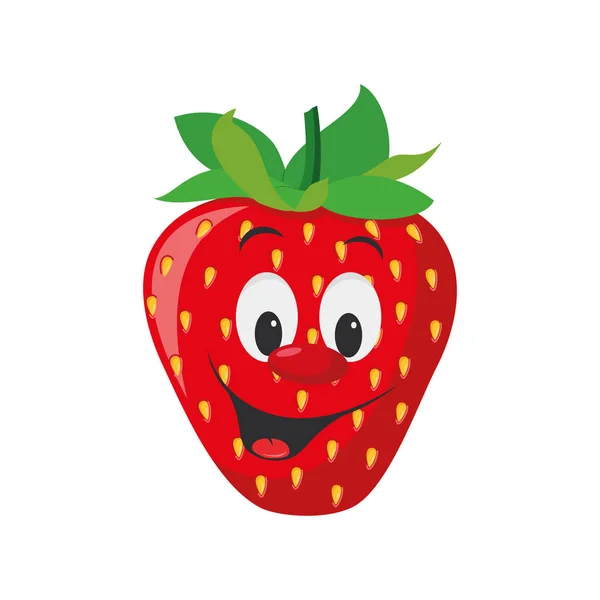 フルーツキャラクターコレクション 面白いと笑顔のイチゴのキャラクターのベクトルイラスト — ストックベクタ