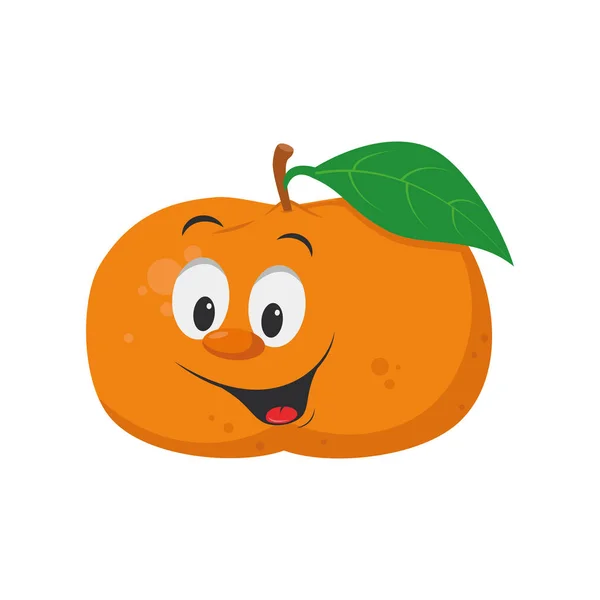 Colección Personajes Frutas Ilustración Vectorial Personaje Mandarina Divertido Sonriente — Vector de stock