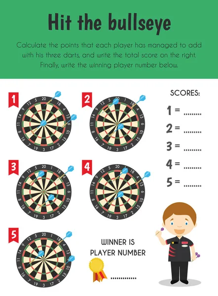 Bullseye Educational Sheet Módulo Primario Habilidad Numérica Años Hojas Educativas — Vector de stock