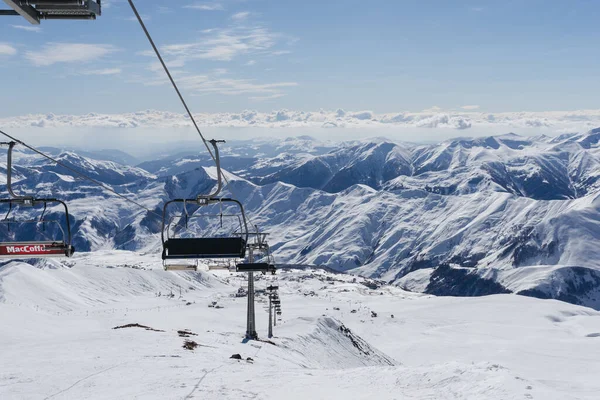 Gudauri Georgia 2016 People Climbing Ski Lift Gudauri Georgia — 스톡 사진