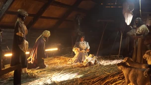 Nativity Scene kerst Manger met — Stockvideo