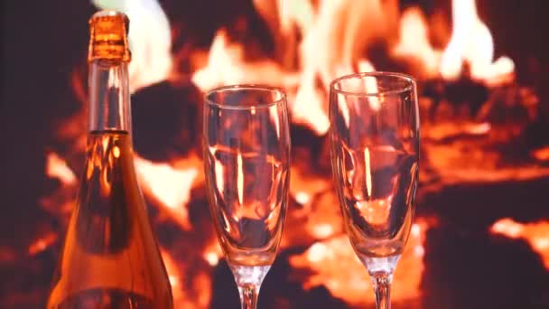 Valentijnsdag achtergrond met champagne — Stockvideo