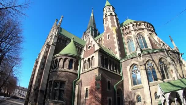 View of the old Catholic church — Stock Video