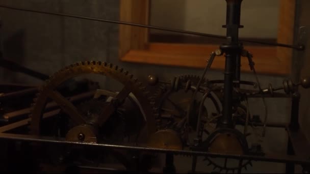 Old Clock Tower Mechanism Mechanism For Old Clock Tower — Stock Video