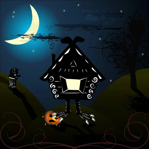 A hut on chicken legs Halloween vector image — Stock Illustration Hut Chicken Legs Halloween Vector Image Vector Graphics
