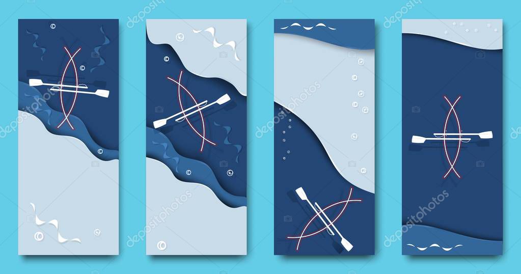 Banners with silhouettes of boats