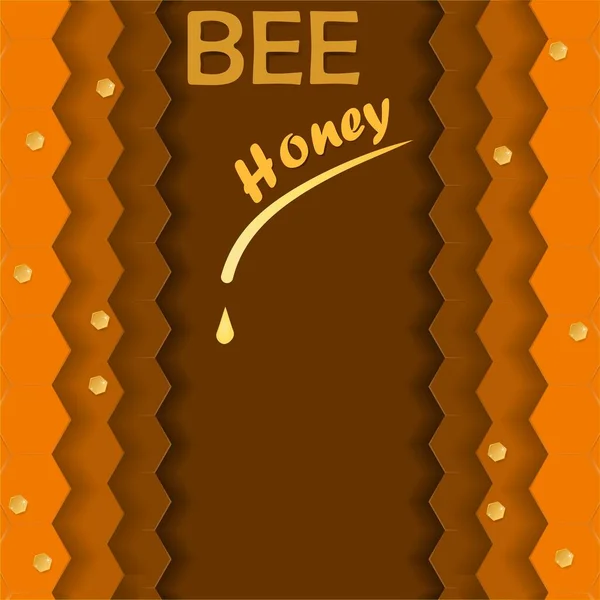 Żółto-brązowy sztandar z napisem "Bee Honey". Ilustracja wektora — Wektor stockowy