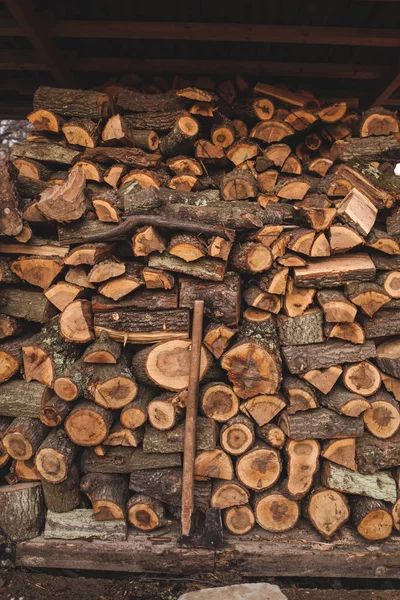Brandhout Stapels Voor Winter — Stockfoto