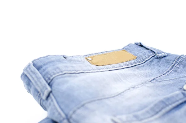 Blå Jeans Vit Bakgrund Kläder Mode Välgörenhet — Stockfoto