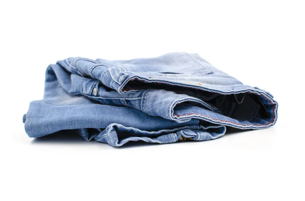 Blue Jeans Weißer Hintergrund Kleidung Mode Wohltätigkeit — Stockfoto