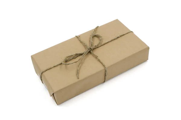 Χονδρό Κουτί Δώρου Είναι Λευκό Φόντο — Φωτογραφία Αρχείου