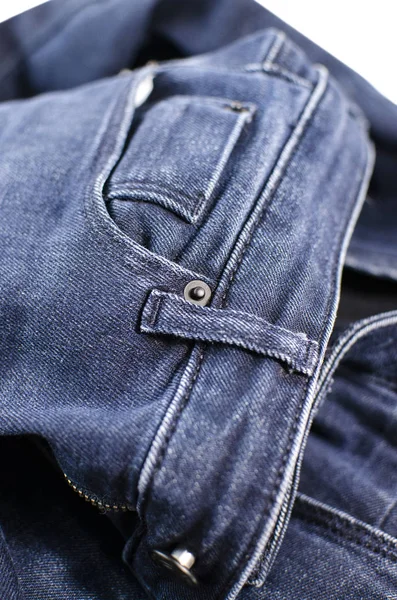 Dunkelblaue Jeans Weißer Hintergrund Kleidung Mode Wohltätigkeit — Stockfoto