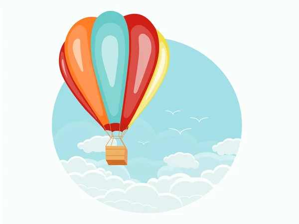 Der Bunte Heißluftballon Ist Den Wolken Postkarte Von Der Reise — Stockvektor