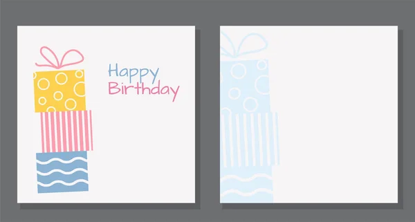 Square Birthday Greeting Card Vector Illustration — Stock Vector