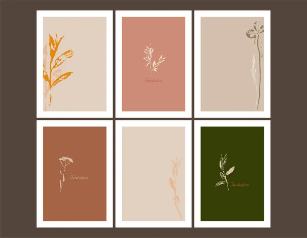 Coleção Design Conjunto Convites Cartões Com Design Mínimo Ilustração Vetorial —  Vetores de Stock