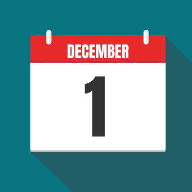 Vektör illüstrasyon. Takvim simgesi. Takvim Tarihi - Desember 1. Planlama. Zaman yönetimi.