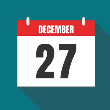 Vektör illüstrasyon. Takvim simgesi. Takvim Tarihi - Desember 27. Planlama. Zaman yönetimi.