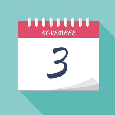 Vektör illüstrasyon. Takvim simgesi. Takvim Tarihi - 3 Kasım. Planlama. Zaman yönetimi.