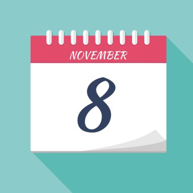 Vektör illüstrasyon. Takvim simgesi. Takvim Tarihi - 8 Kasım. Planlama. Zaman yönetimi.