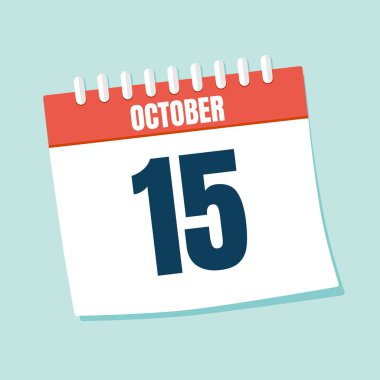 Vektör çizimi. Takvim simgesi. Takvim Tarihi: 15 Ekim. Planlama. Zaman yönetimi.