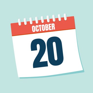 Vektör çizimi. Takvim simgesi. Takvim Tarihi: 20 Ekim. Planlama. Zaman yönetimi.