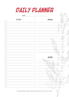 Minimalist çiçek tasarımı ve motivasyonel q ile günlük planlayıcı